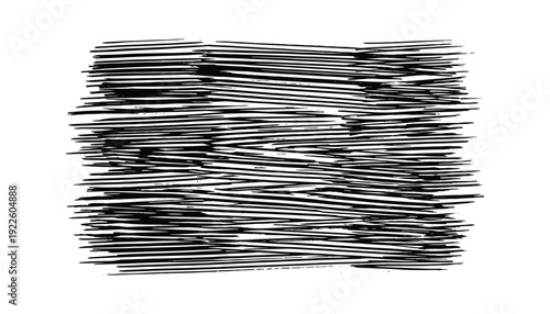 Abstract hatching pattern, horizontal strokes, black lines illustration