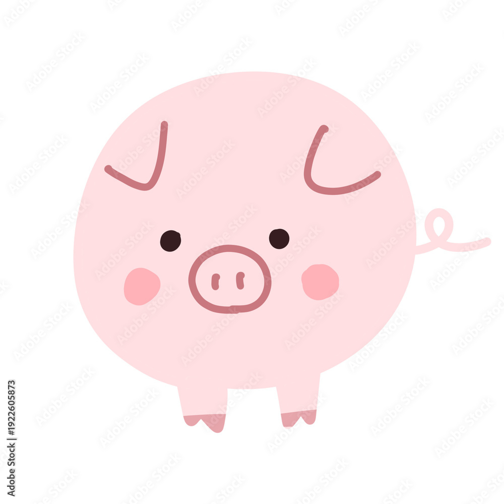 Fototapeta premium Cute kawaii pig cartoon icon