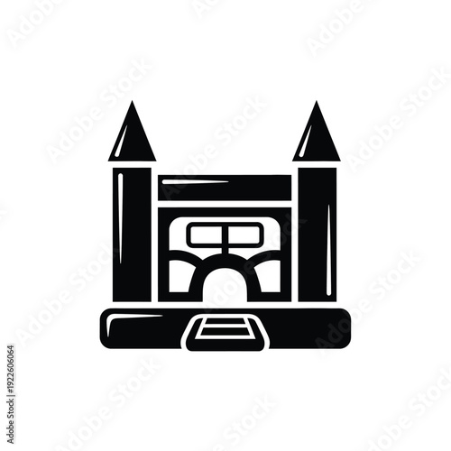 Vector illustration icon black and white illustration of a bouncy castle or inflatable castle