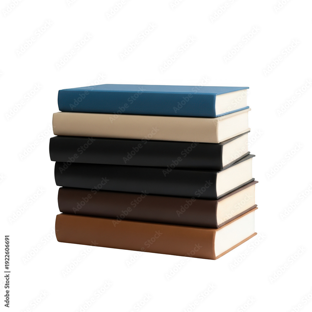 Fototapeta premium Stack of colored books isolated on transparent background