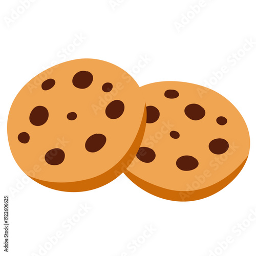 Chocolate Chip Cookies in Flat Style for Snack Theme