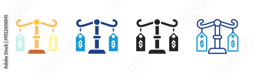 Price Balance icon set multiple style collection