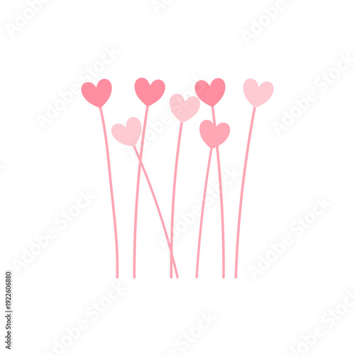 Valentine’s Day Heart Flower. Romantic Valentine's Day Design for Wedding, Anniversary, Celebration. Vector illustration 