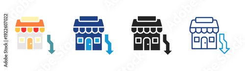 Store Closure icon set multiple style collection