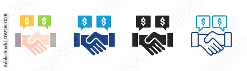 Business Deal icon set multiple style collection