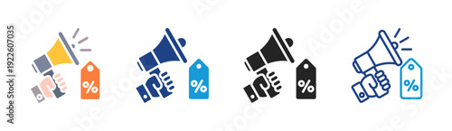 Discount Promotion icon set multiple style collection