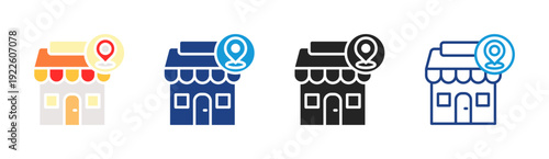 Store Location icon set multiple style collection
