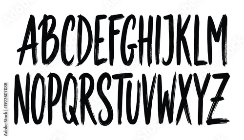 Brush Stroke Alphabet Vector Illustration, Uppercase Letters Set