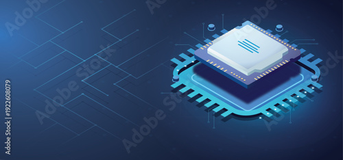Isometric Computer Chip Processor Technology