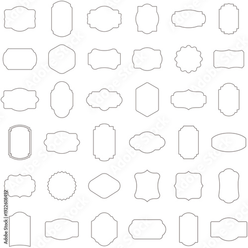 Vintage Label Frame Set. Ornamental Retro Borders, Blank Stickers, Luxury Wedding Badges, Decorative Tags and Frames Collection on Transparent Background...