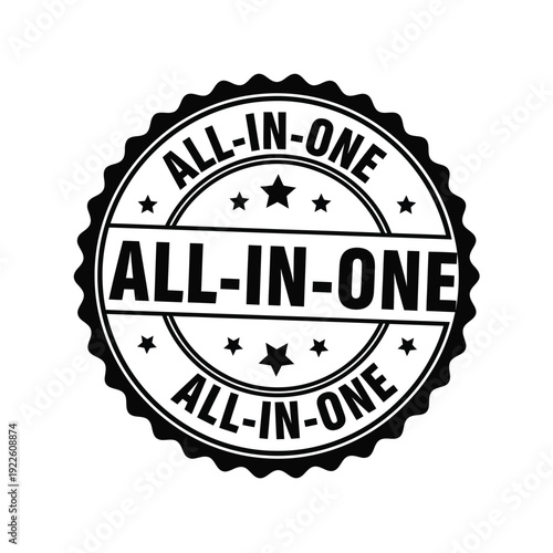 Vector illustration icon black allinone stamp icon with stars