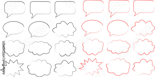 Various speech bubbles and thought balloons in different styles are shown