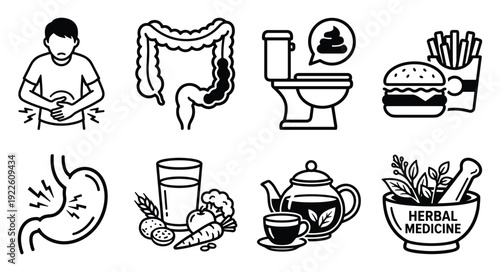 Digestive disorder and healthy lifestyle vector illustration