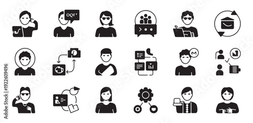 Diverse male and female user profile icons for social media digital marketing and identity verification sets