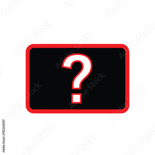 Vector illustration icon black sign with red border and white question mark