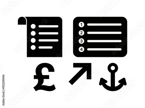 Financial documents with currency symbol and anchor icon, representing finance and stability concepts in a simple illustration style