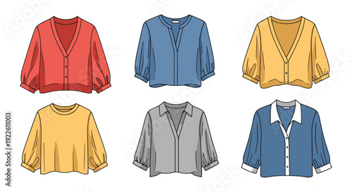 Chiffon Blouse Line modern soft color vector