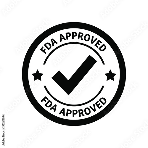 Vector illustration icon fda approved stamp or label with checkmark