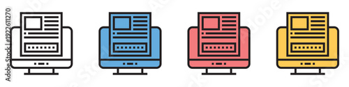 Colorful computer server icons in black, blue, red, and yellow