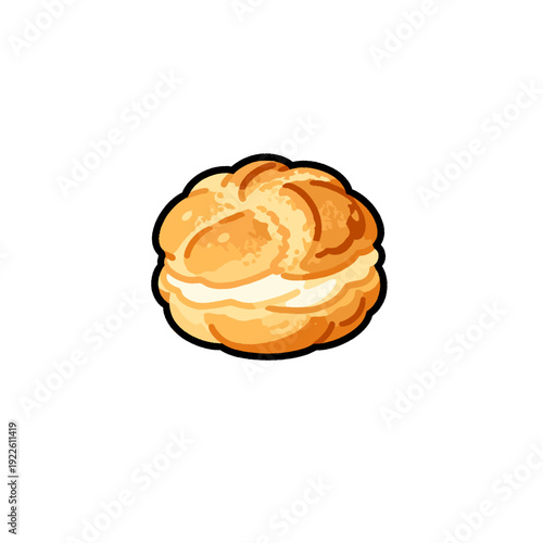 [Vector EPS]Delicious cream filled choux pastry with golden brown crust