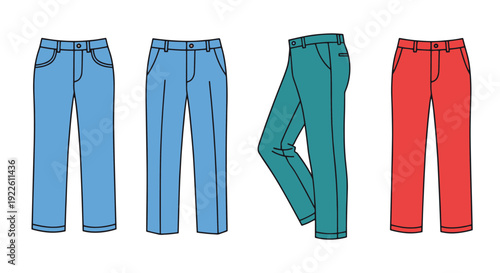 Chino Pants Line art creative shape color illustration