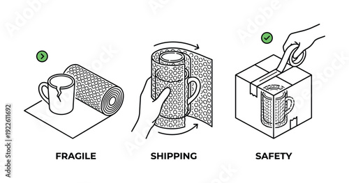 Fragile mug shipping safety guide, mug protection, bubble wrap steps