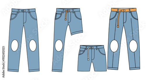 Chino Pants Line art minimal color vector design