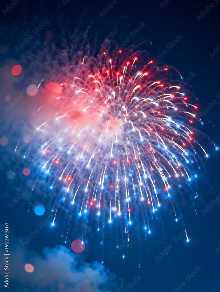 Obraz premium Colorful Fireworks Display in Night Sky