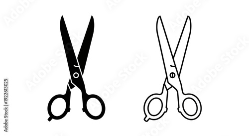 Black and white scissors illustration, minimalist design, vector art, clip art, simple Vector