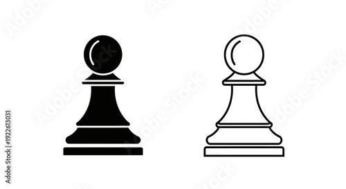 Chess pieces pawns black and white icon set vector illustration design Vector