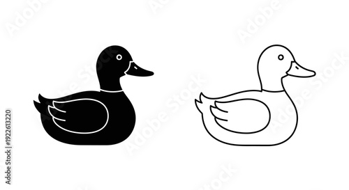 Two ducks illustration: minimalist black and white waterfowl artwork for design projects Vector