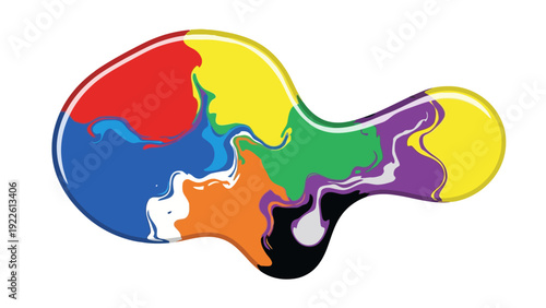 A colorful swirling amorphous blob shape resembling marbled paint or liquid on a white background