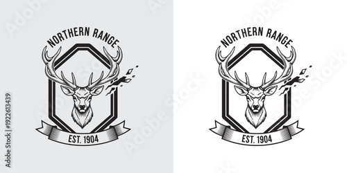Northern Range Deer Head Mascot with Hexagonal Frame