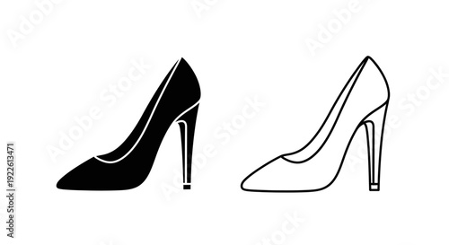 Black and white high heel shoes, elegant footwear, stylish heels, fashionable design Vector