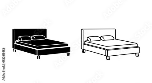 Modern bedroom furniture: minimalist bed designs for contemporary interiors Vector