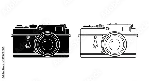 Vintage camera, retro photography, classic film camera, analog photography equipment Vector