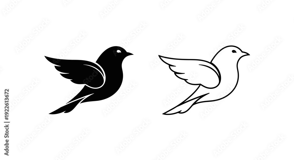 Obraz premium Two birds silhouette illustration minimalist design vector artwork Vector