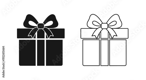 Gift boxes with ribbons, black and white, minimalist, vector, illustration, design Vector