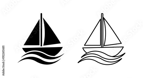 Sailing boats icon set, minimalist nautical symbols, vector illustration, simple design Vector