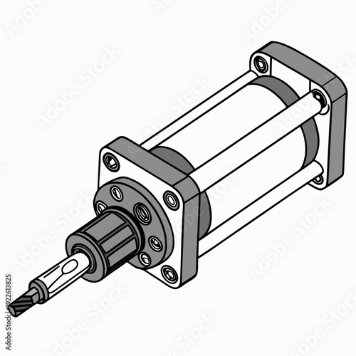 Hydraulic Cylinder Illustration - Power and Automation Component