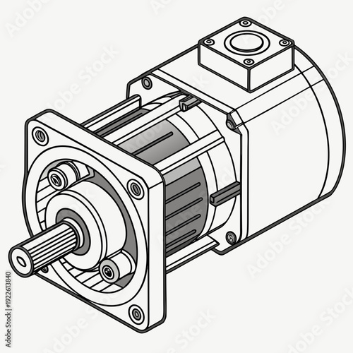 Electric Motor Illustration - Industrial Power Unit Design
