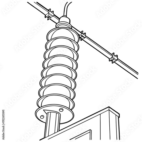Electrical Insulator Illustration - High Voltage Power Line Support