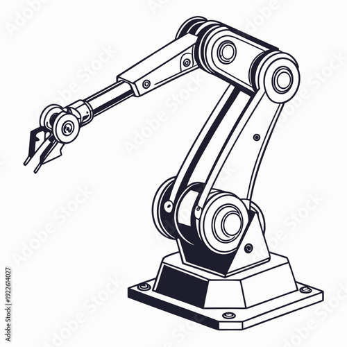 Robotic Arm Vector Illustration - Industrial Automation Machine