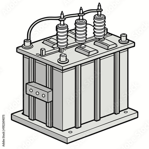 Electrical Transformer Vector Illustration - Power Distribution Unit