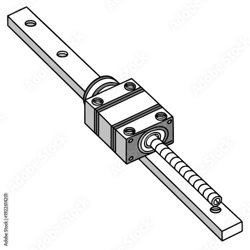 Linear Motion Bearing on Rail, Mechanical Engineering Component