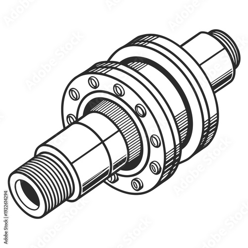 Industrial Flange Coupling with Bolts and Threads