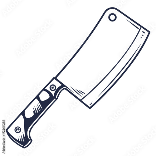 Slika na platnu Heavy Duty Meat Cleaver Kitchen Knife Illustration