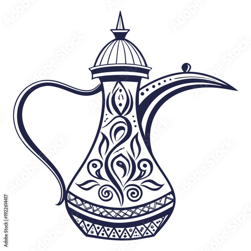 Traditional Arabic Coffee Pot Illustration