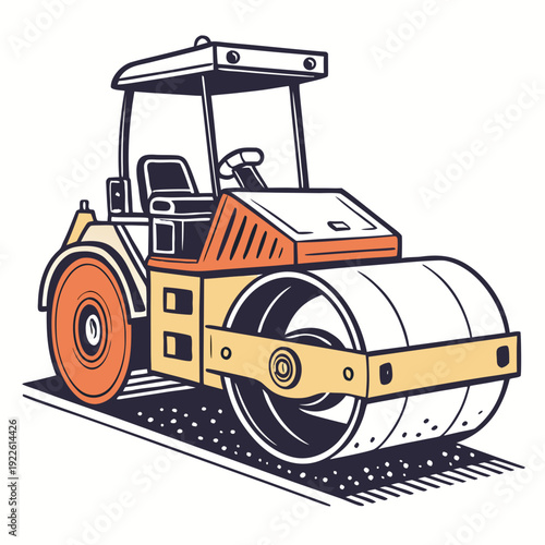 Road Roller Compactor Machine Illustration