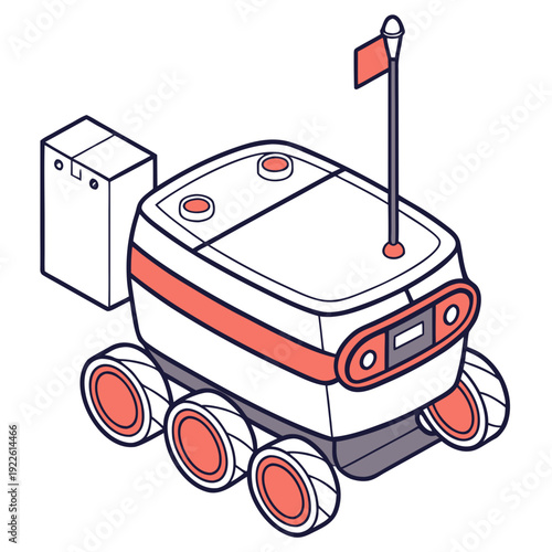Futuristic Six-Wheeled Rover Illustration